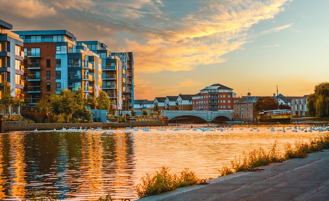 Peterborough, Cambridgeshire: body of water near city buildings during daytime